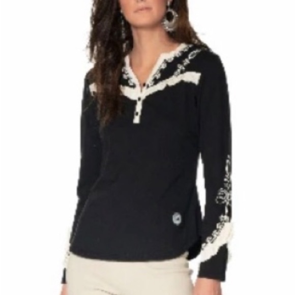 Nwt Double D Ranch Wear Embroidered Spanish Soutache Top Blouse
